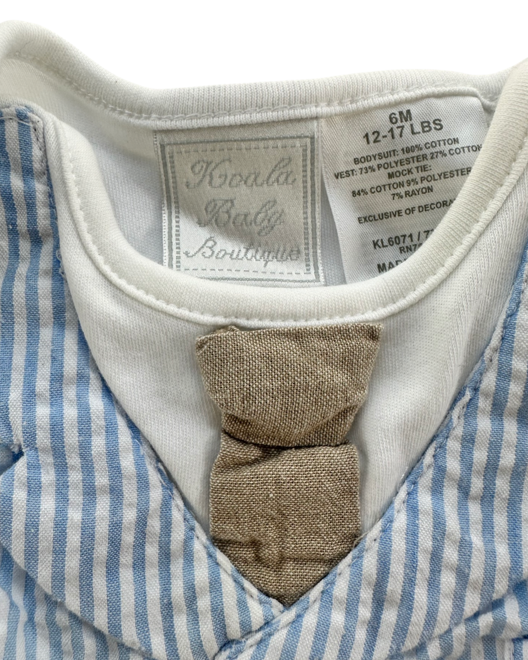6M Baby Boy Koala Baby Boutique Tie / Vest Onesie