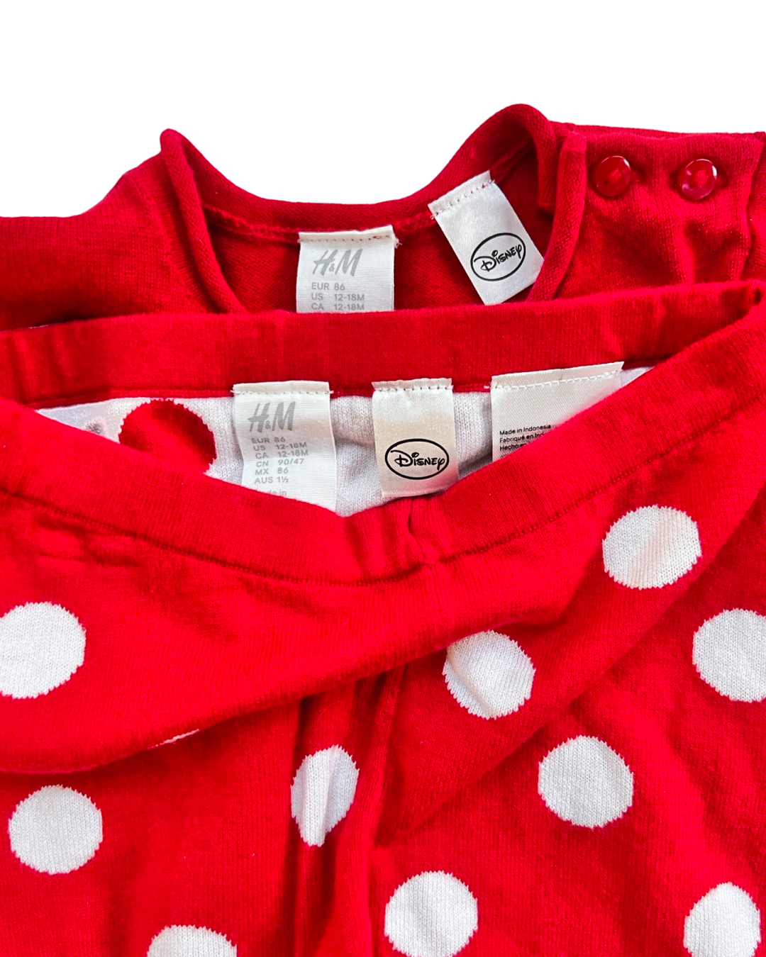 12M-18M Baby Girl H&M DISNEY Red Minnie Mouse Sweater Outfit