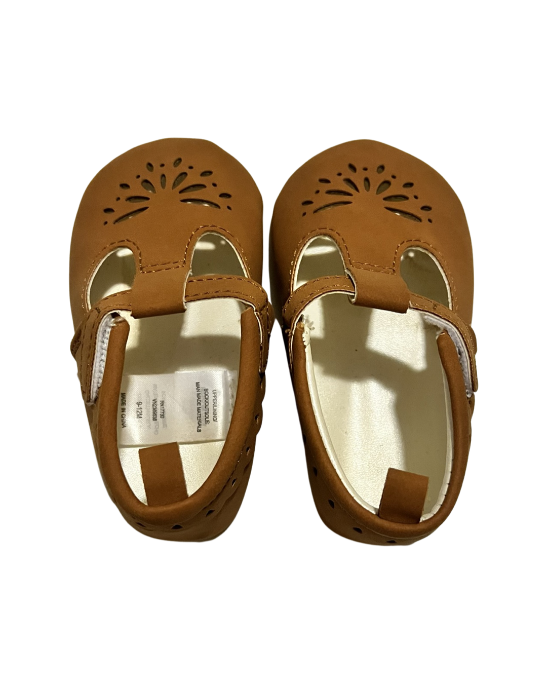 9M-12M Baby Girl Soft Sole Brown T-Strap Shoes