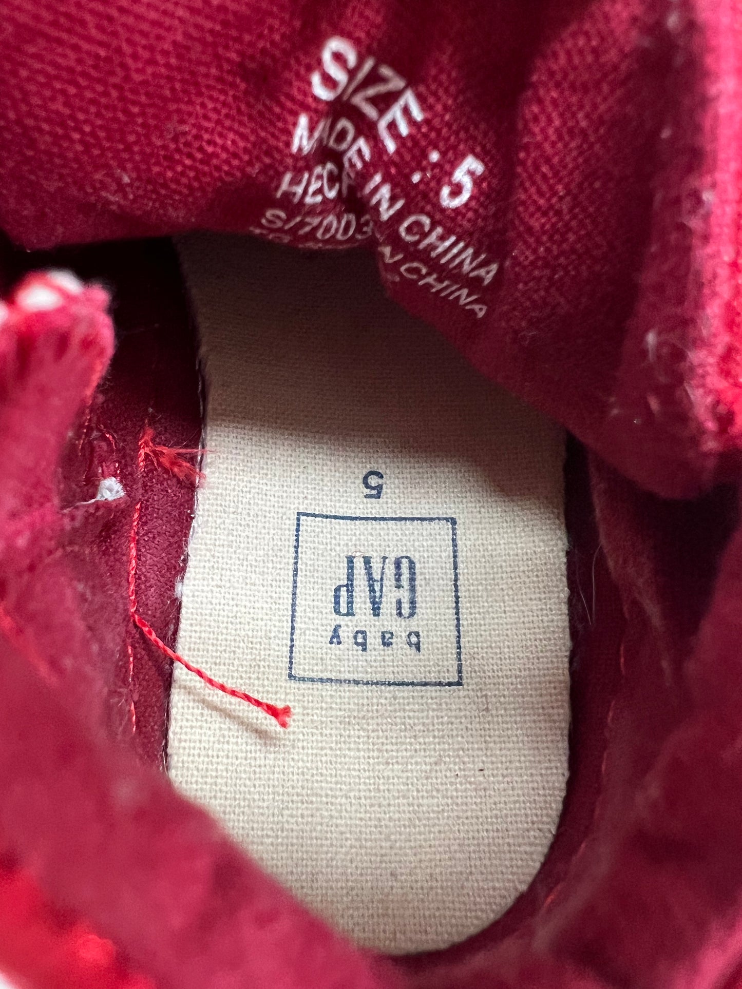 5C Toddler Girl Red Shimmer Velcro Gap Mid Top Shoes