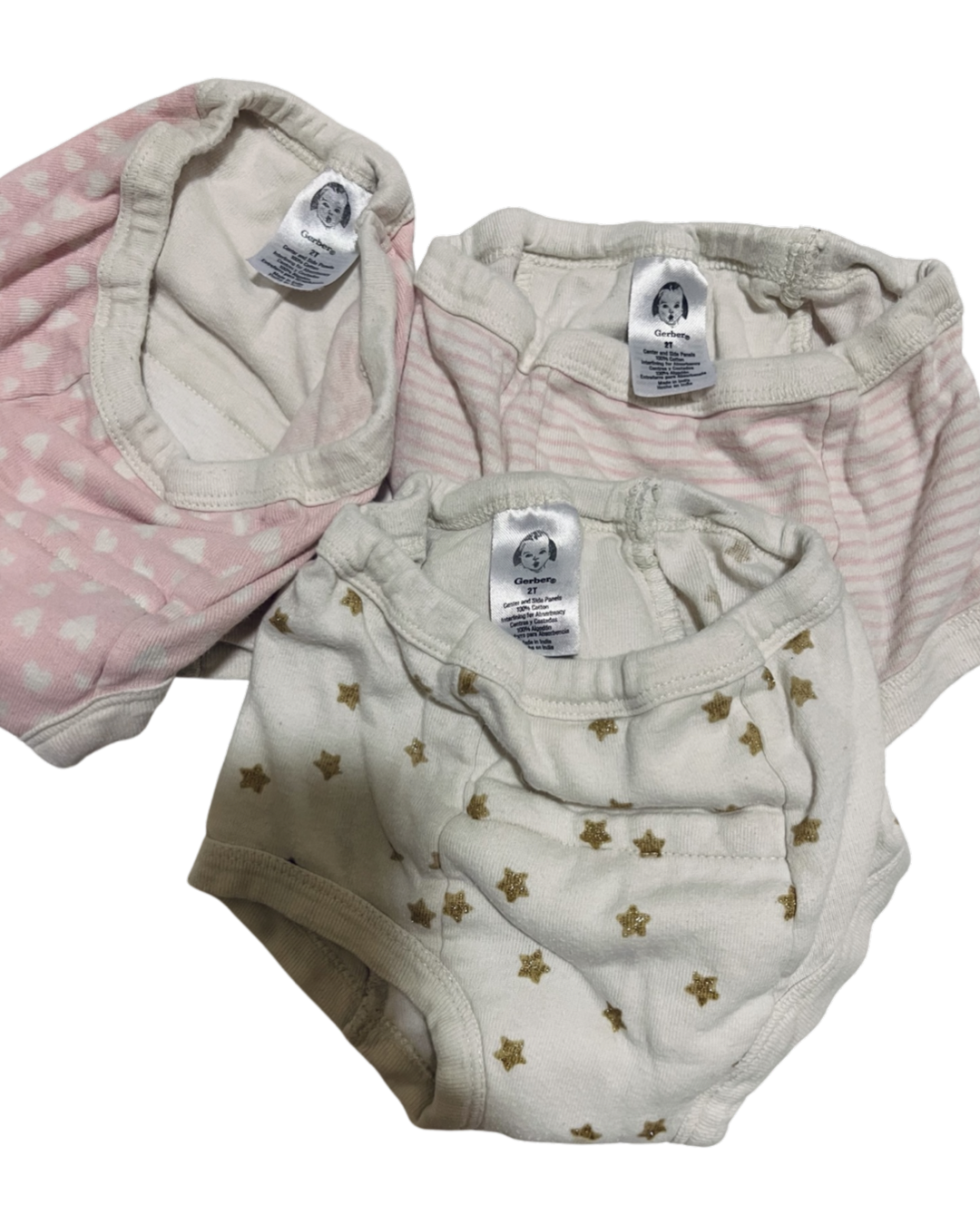 2T Toddler Girl Pink / Cream / Gold Training Underwear
