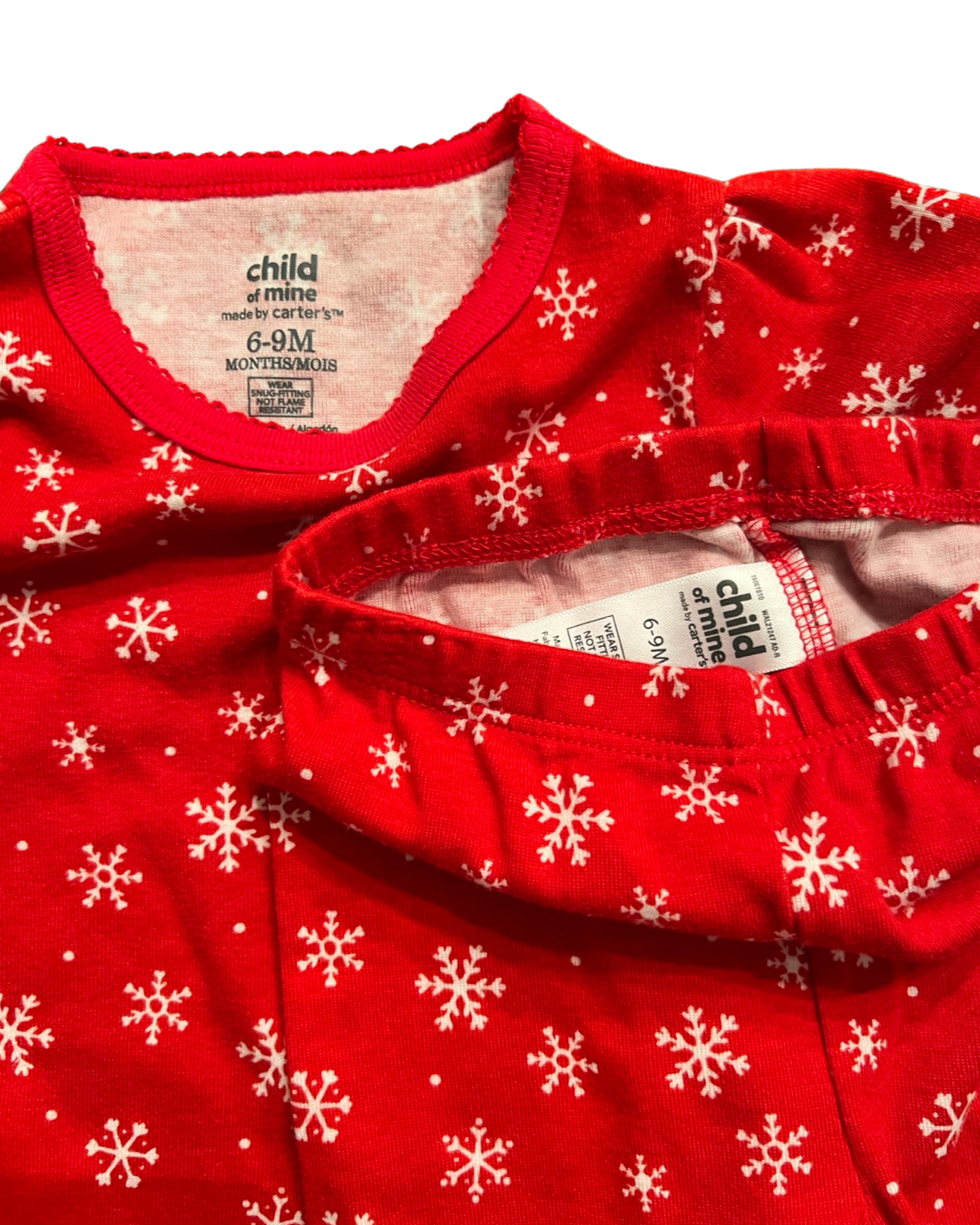 6-9M Baby Girl Carters Child Of Mine Red Winter Snowflake PJs