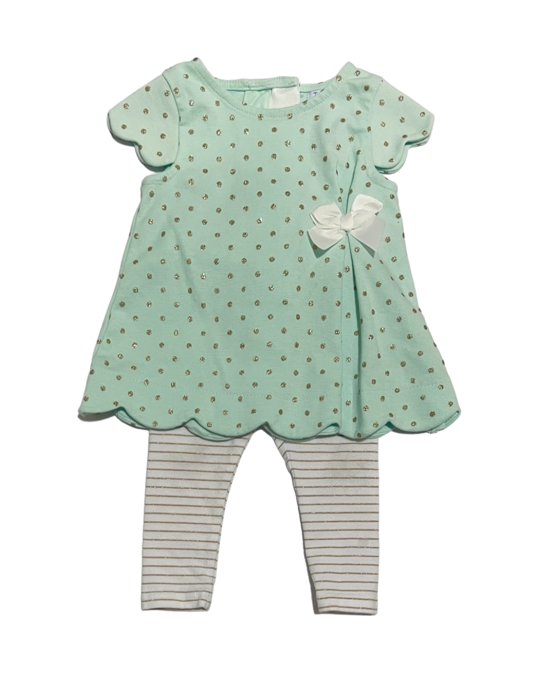 3-6M Baby Girl 2PC Tahari Baby Mint Green Top & Legging Set