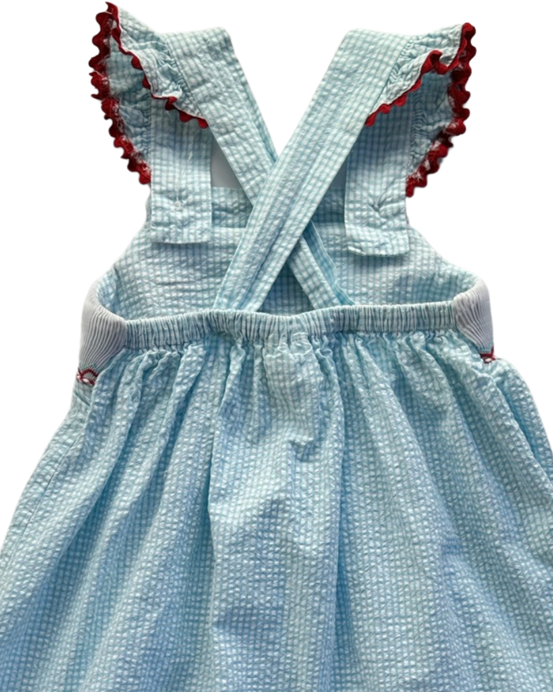 18M Baby Girl StellyBelly Blue Seersucker Smocked Crab & Lobster Dress