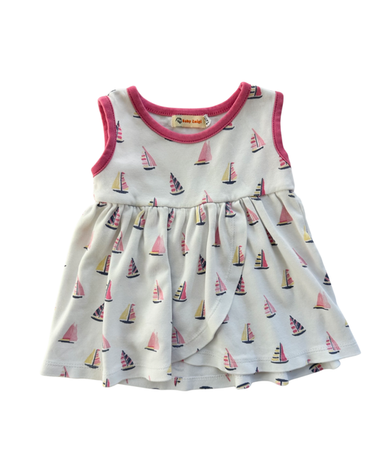 12M Baby Girl Baby Luigi White / Pink Sailboat Tunic Top