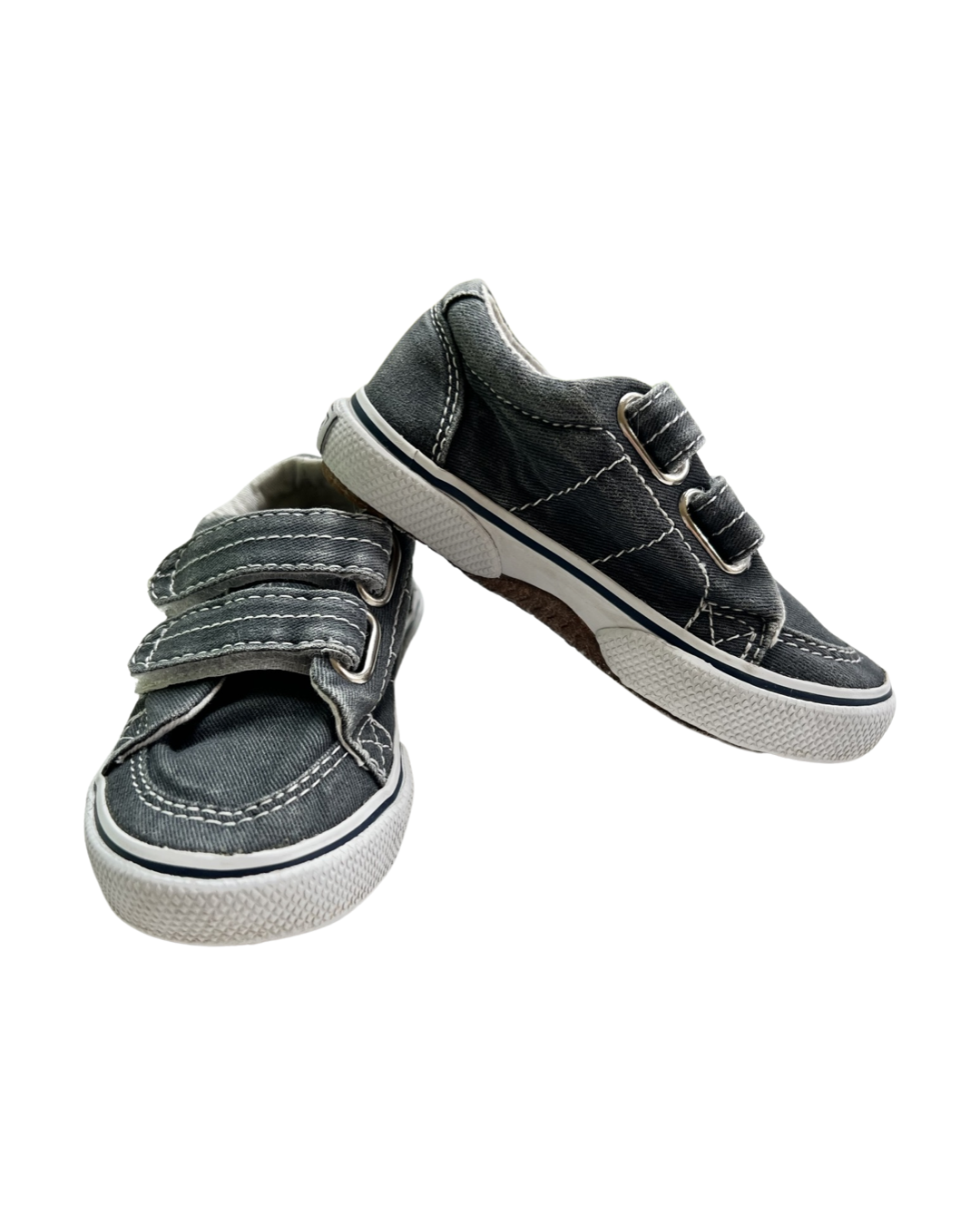 6C Toddler Boy Gray-Blue Canvas Sperry Top-Sider Velcro Shoes