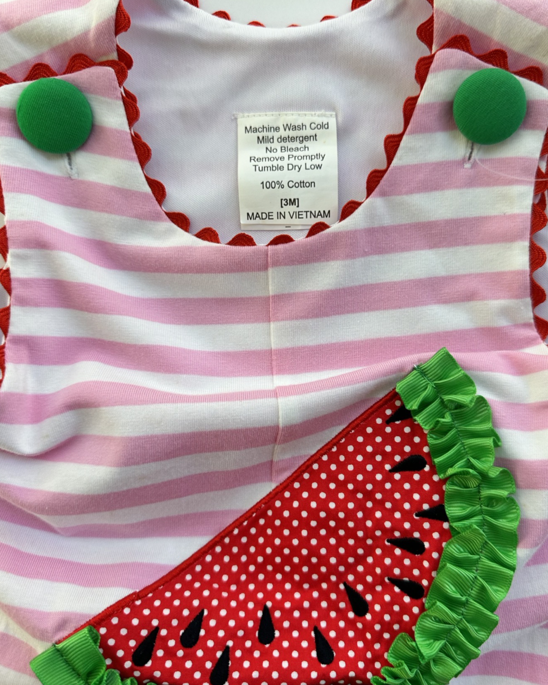 3M Baby Girl Millie Jay Pink Striped Watermelon Striped Bubble