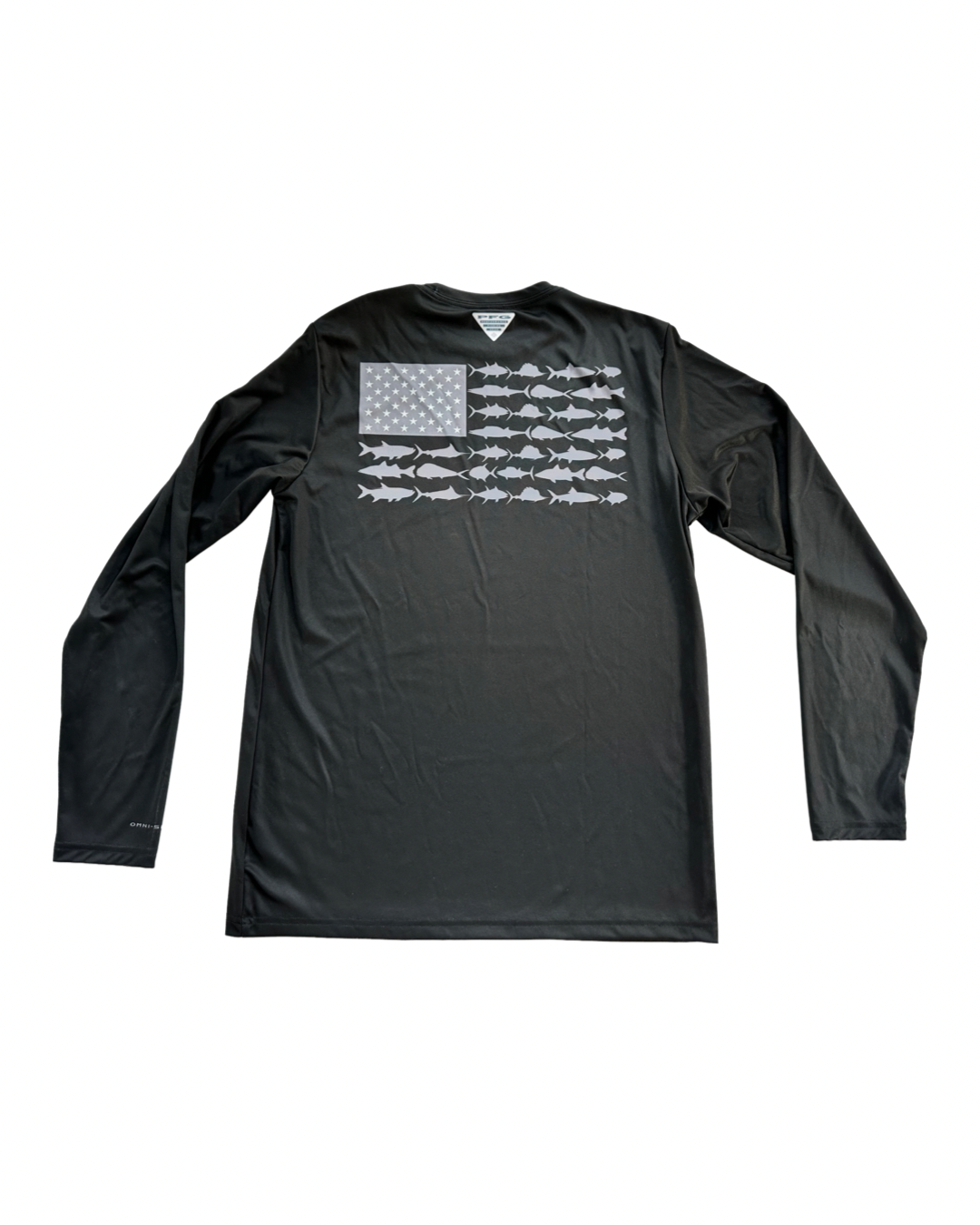 Men's Sz SMALL PFG Terminal Tackle Fish Flag™ Black Long Sleeve Shirt