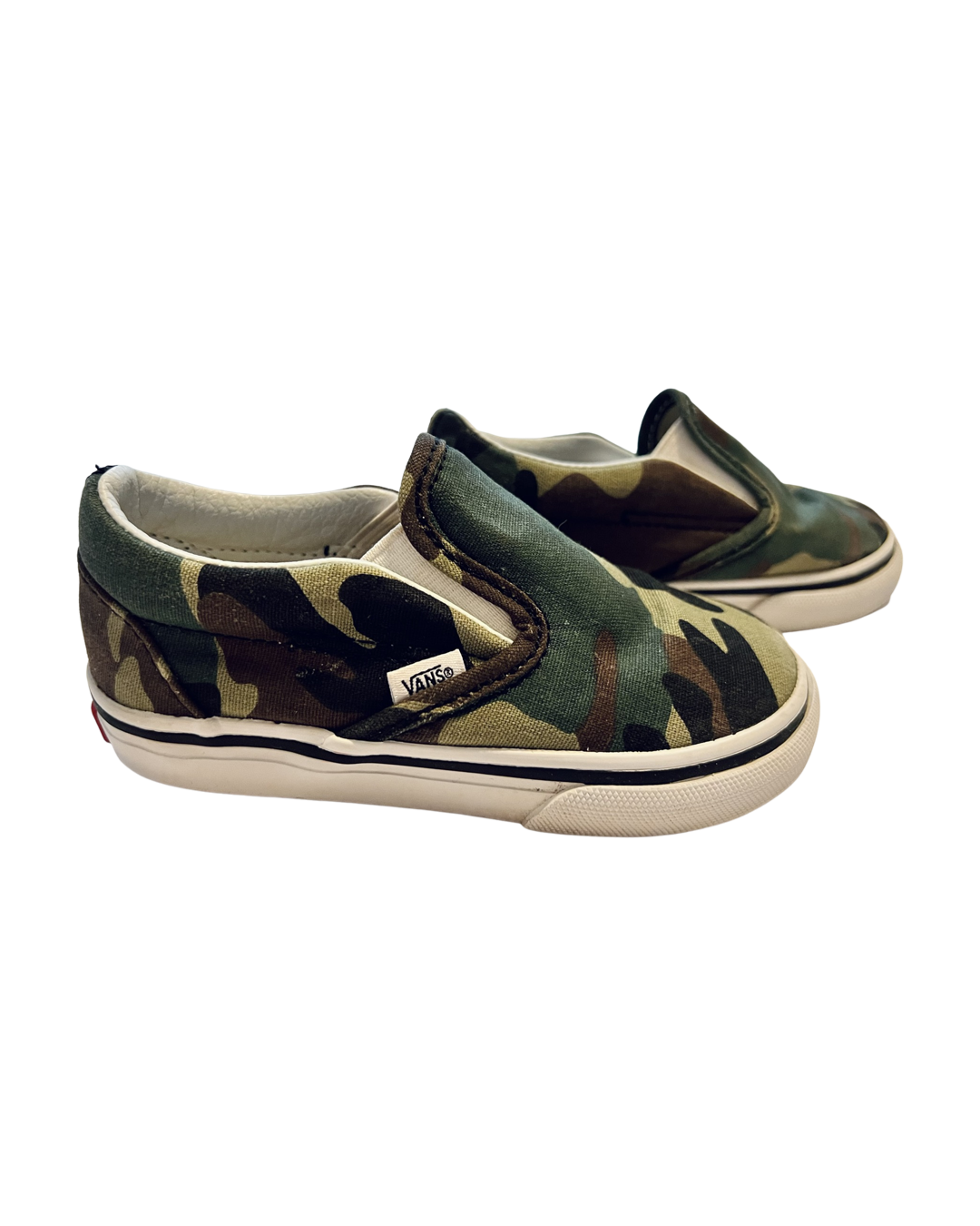 7C Toddler Boy Green Camo Slip On Vans