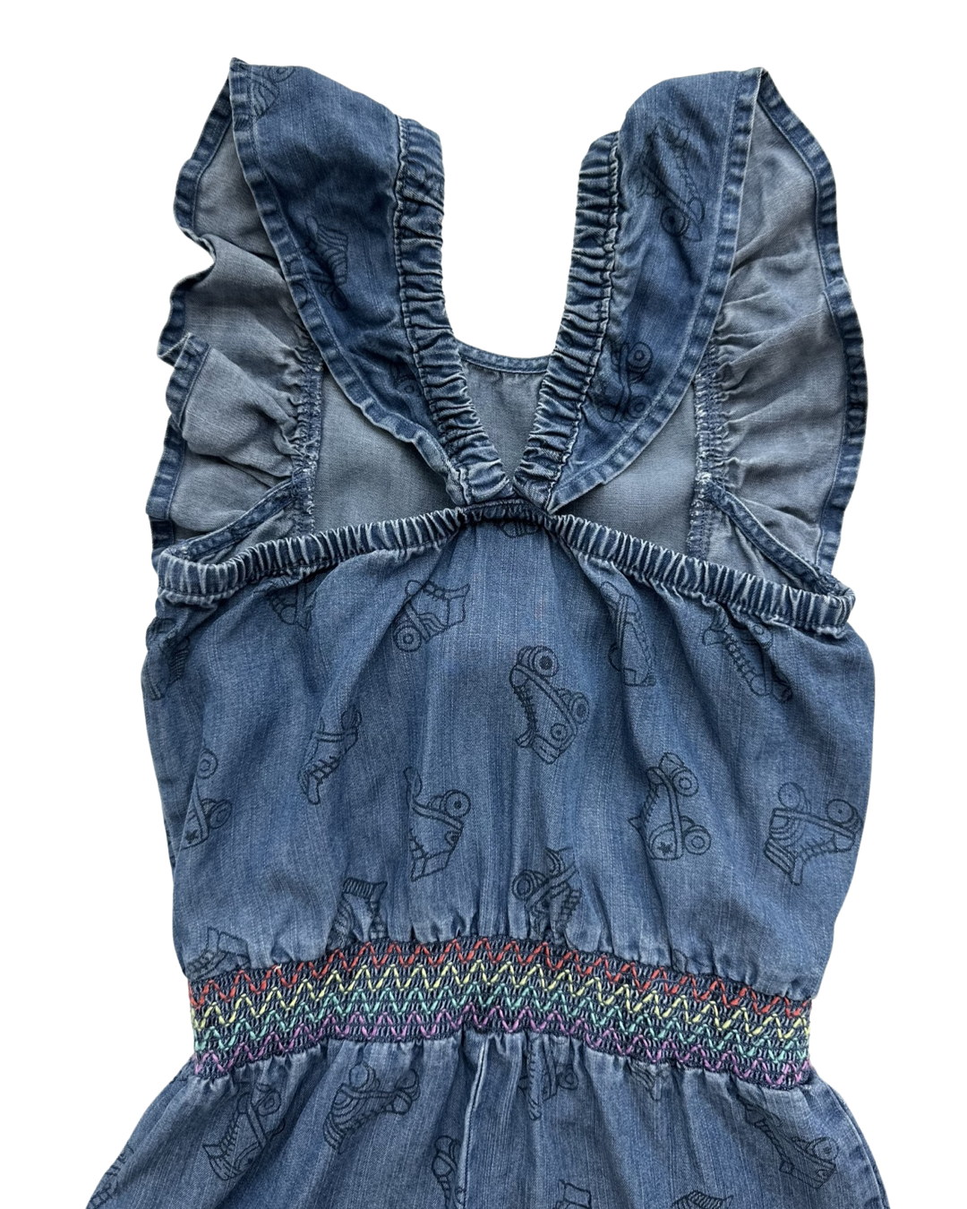 4T Toddler Girl Denim Chambray Retro Cat & Jack Roller Skate Romper