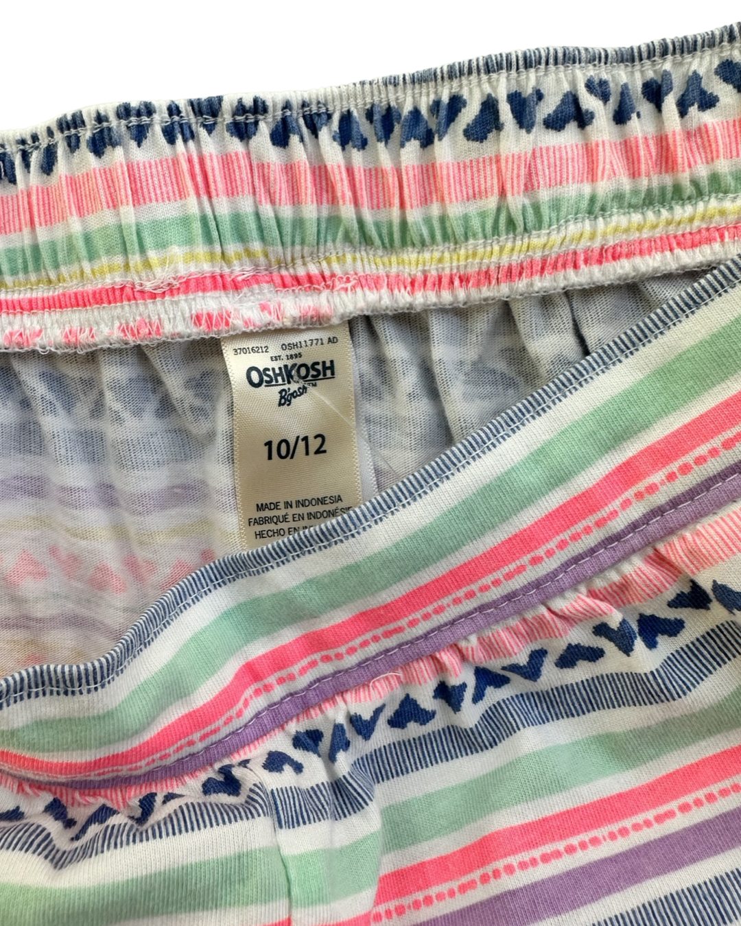 Girls Size 10/12 OshKosh B’Gosh Striped Heart Cotton Shorts w/ Pockets