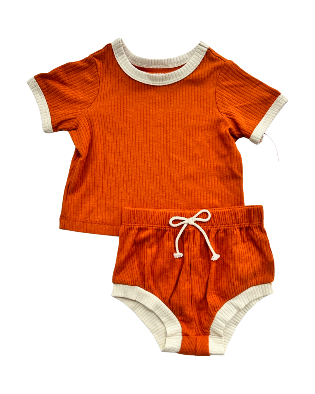 3-6M Baby Girl Cat & Jack Pumpkin Spice Shorts and Top Outfit