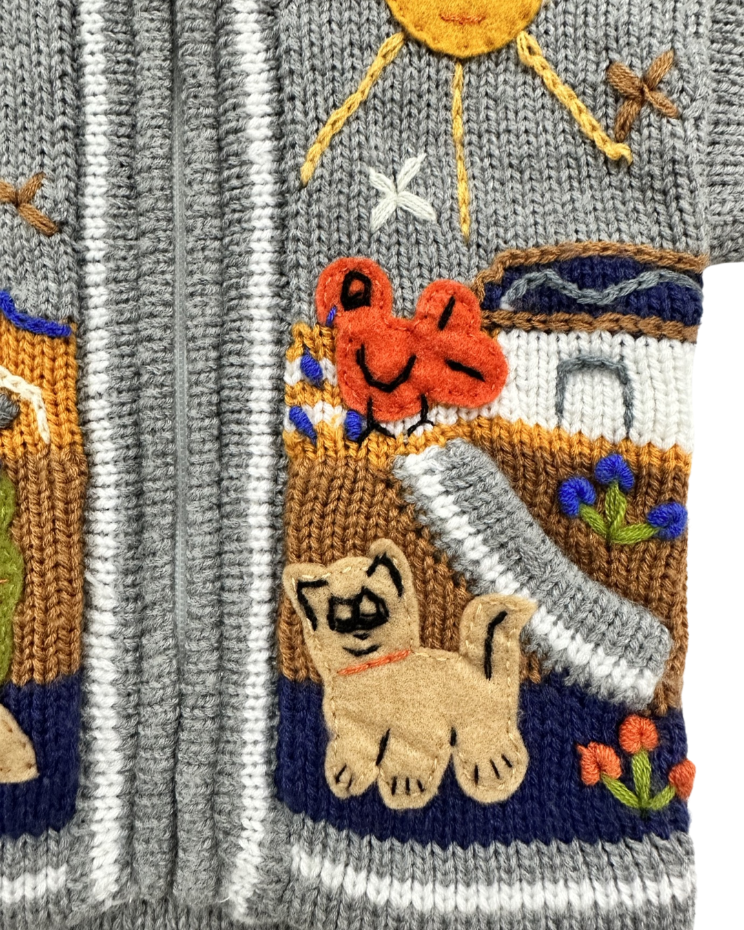12M-18M Baby Boy Peruvian Embroidered Knit Zip Up Hoodie Sweater Cardigan