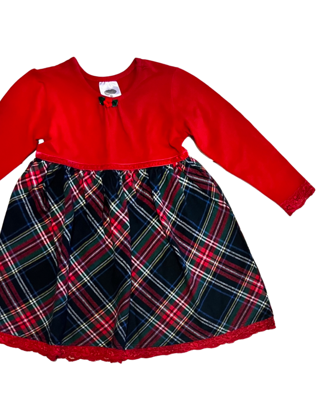 2T Toddler Girl MulberriBush Long Sleeve Tartan Plaid Christmas Dress