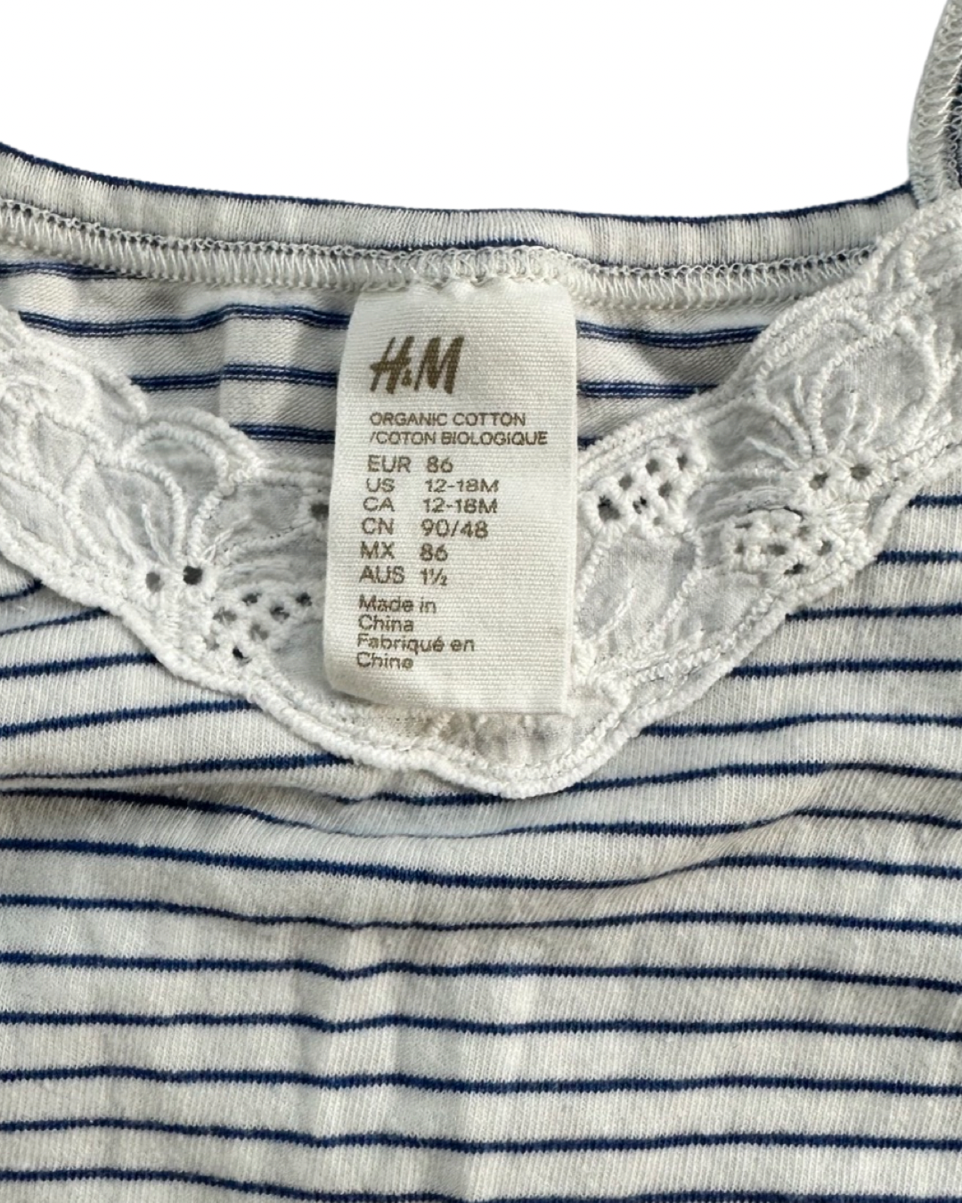 12M-18M Baby Girl H&M Blue & White Striped Dress