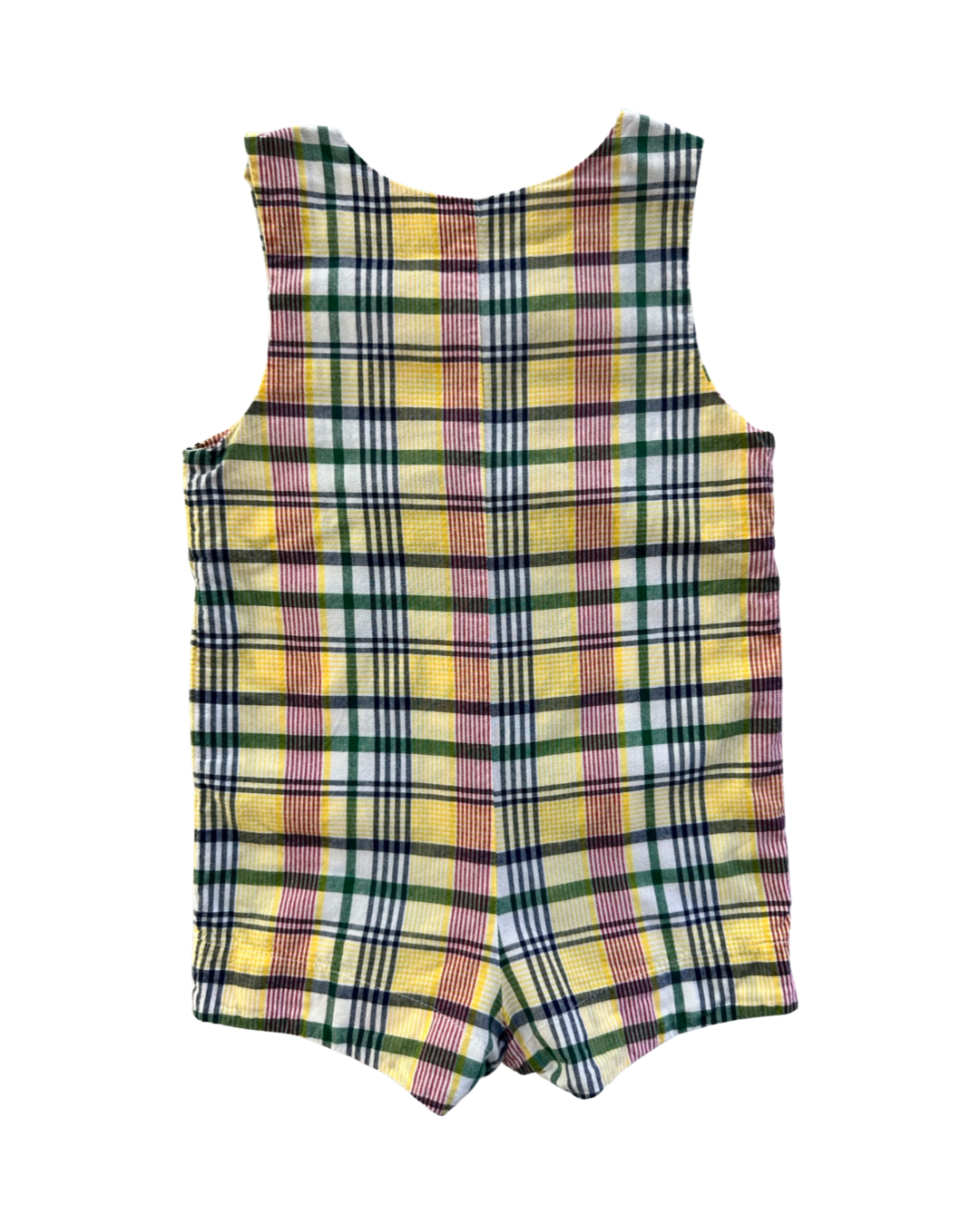 18M Baby Boy Southern Sunshine Yellow / Navy / Red Plaid Romper
