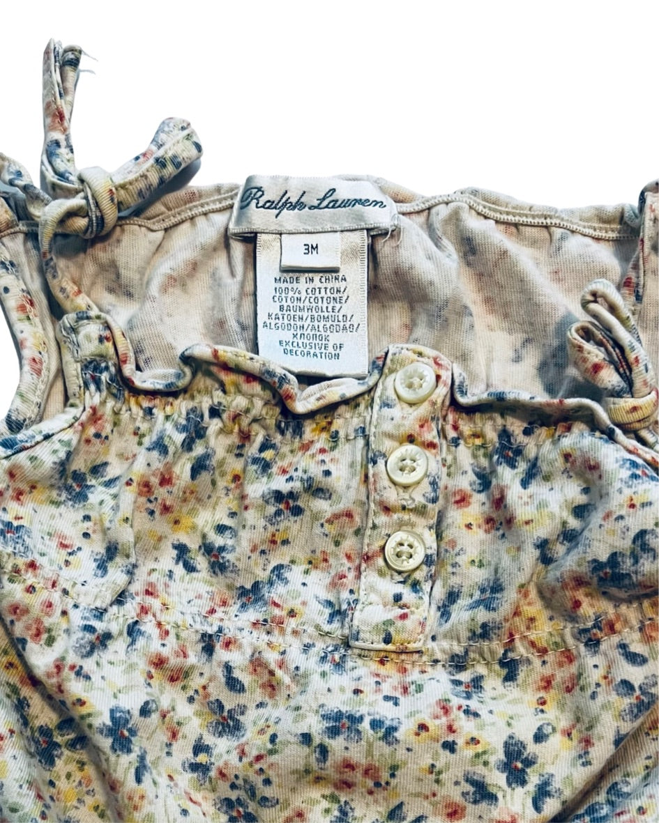 3M Baby Girl Floral Ralph Lauren Tank Bubble Romper