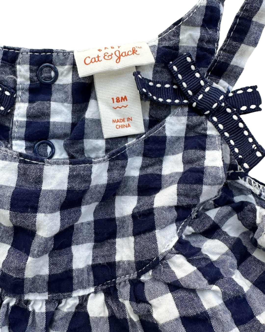 18M Baby Girl Cat & Jack Navy Gingham Romper