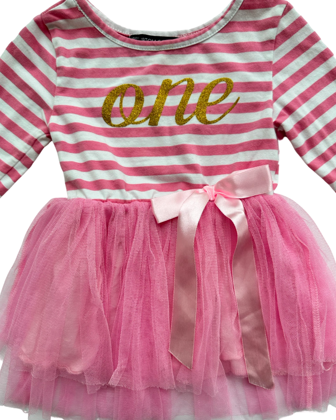 12M Toddler Girl Pink Tutu Tulle One Birthday Dress