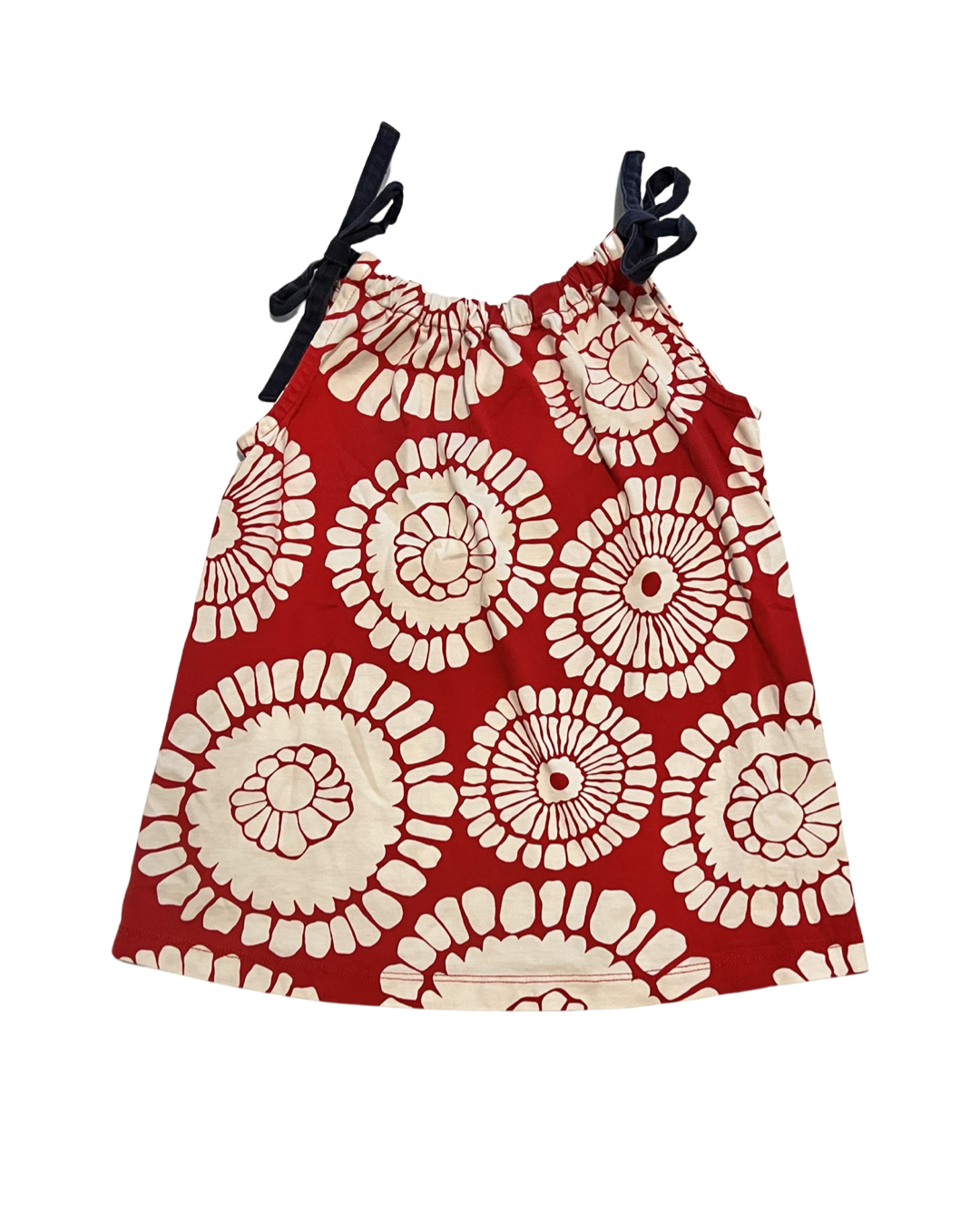 18-24M Baby Girl Hanna Andersson Red /White Tie Shoulder Dress