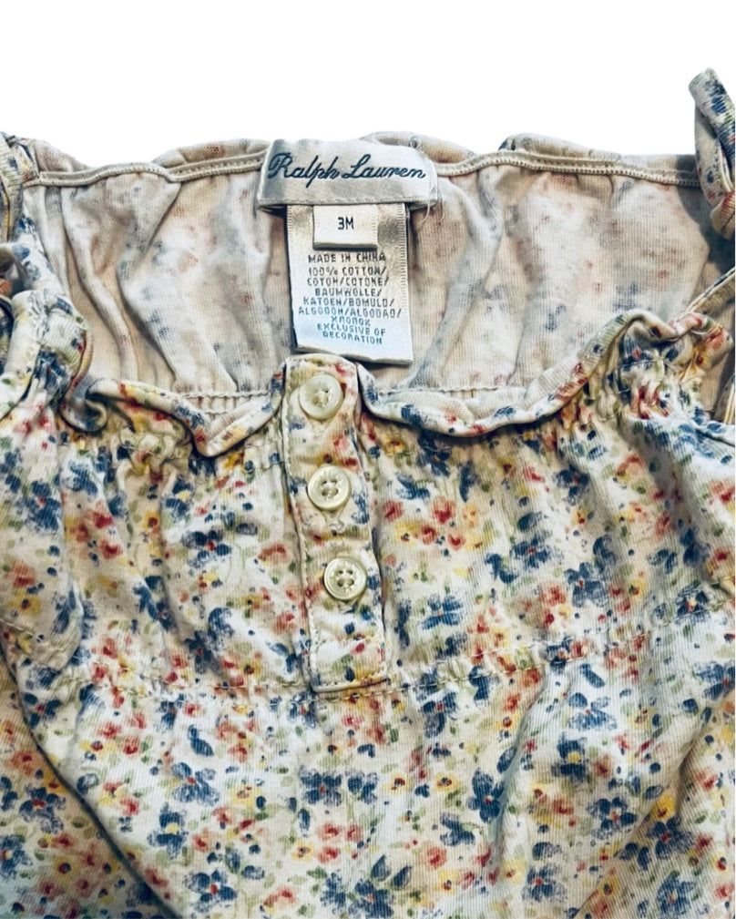 3M Baby Girl Floral Ralph Lauren Tank Bubble Romper