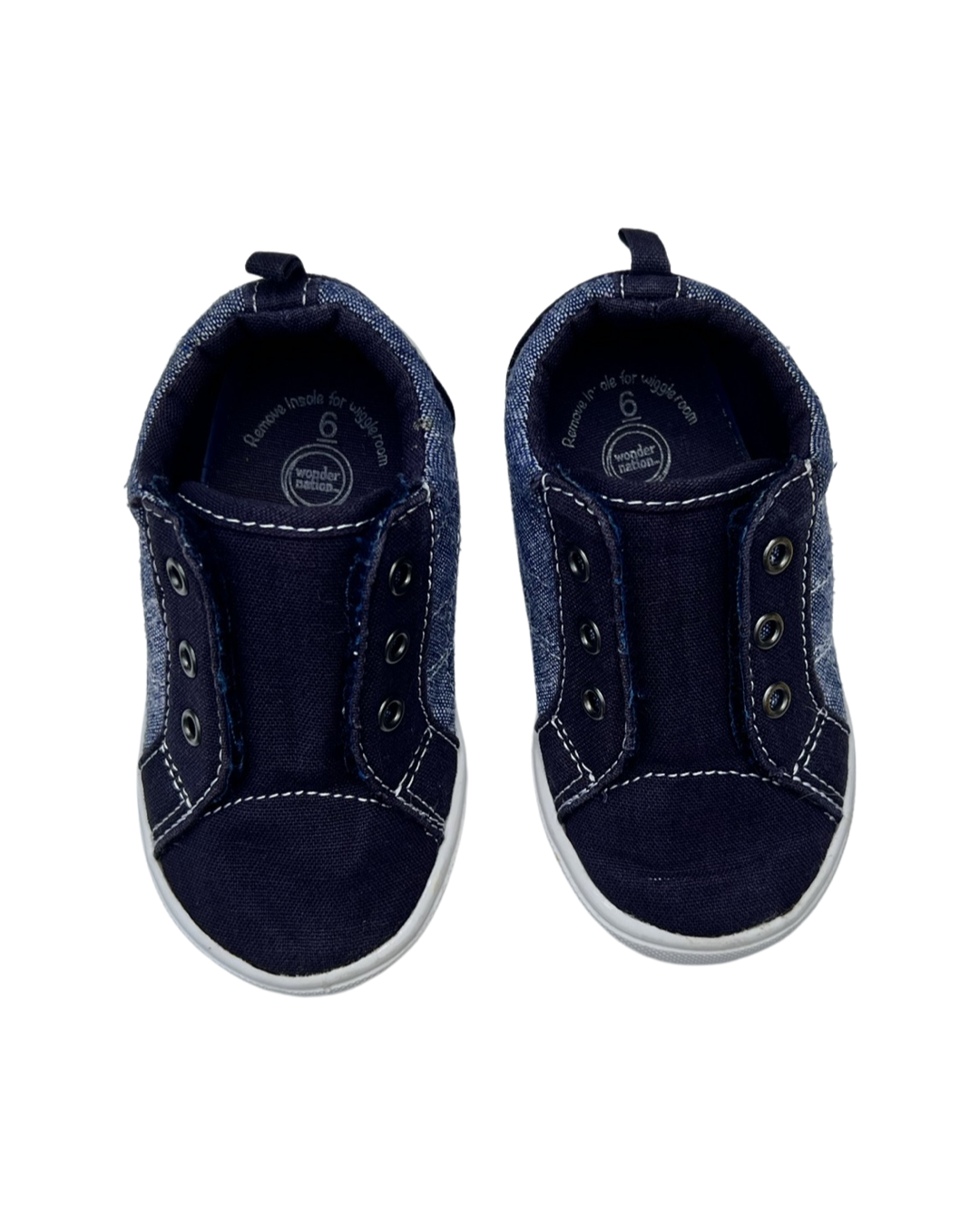6C Toddler Boy Navy Blue WonderNation Canvas Velcro Shoes