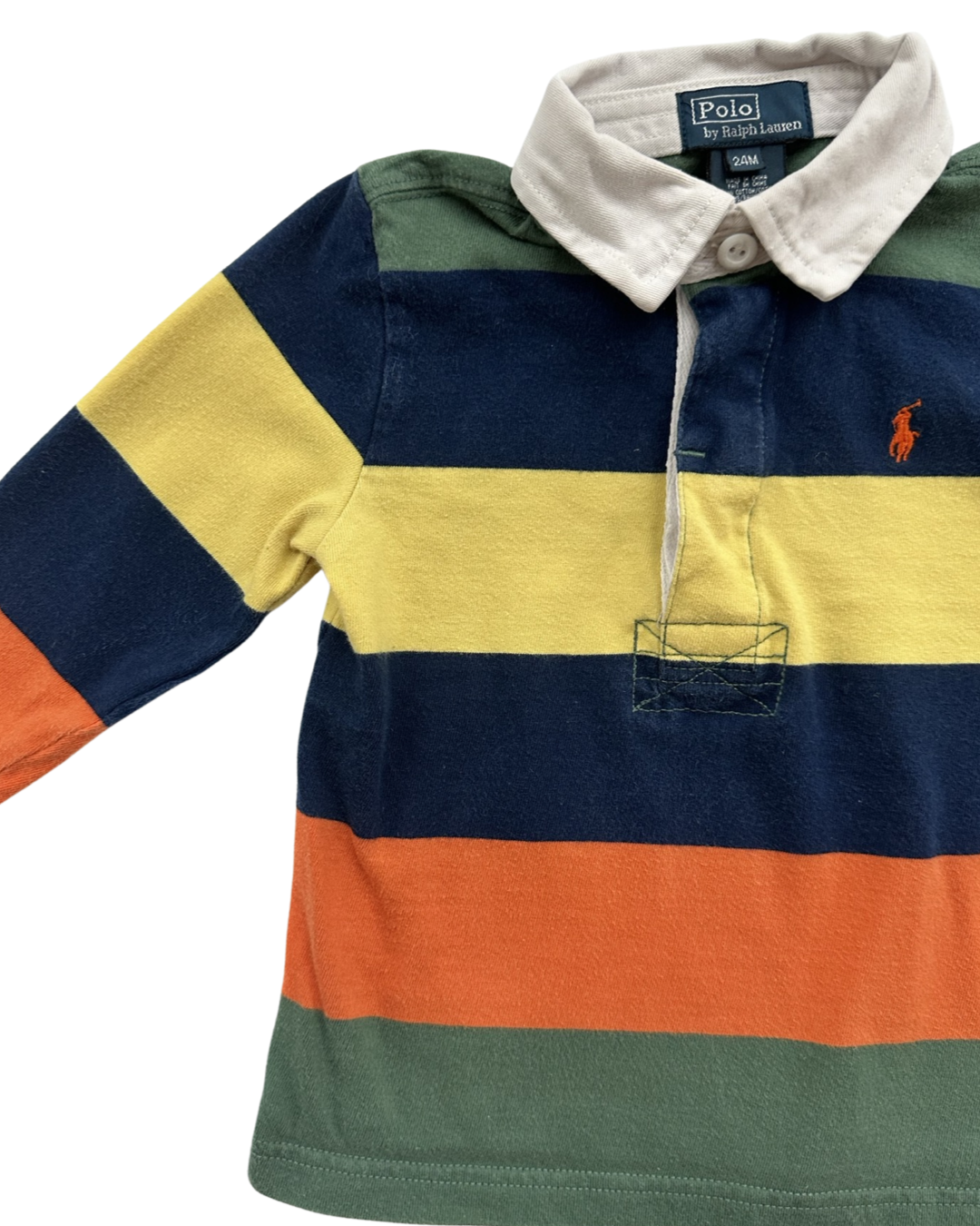24M Baby Boy Ralph Lauren Striped Rugby Long Sleeve Shirt