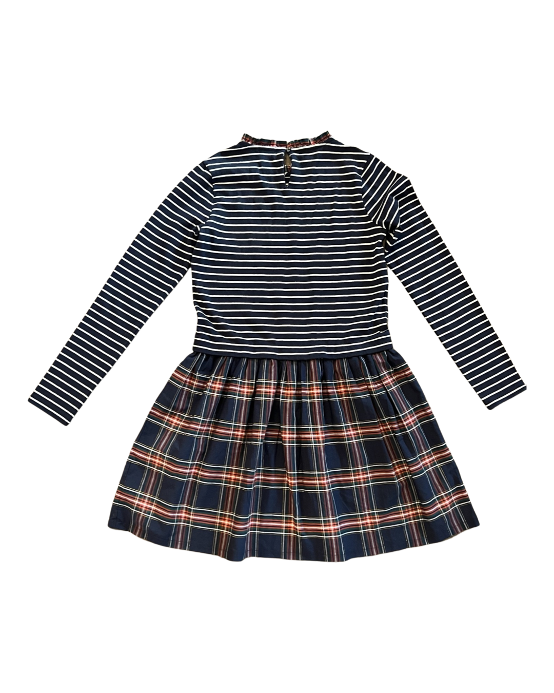 Youth Girls Size 12Y /14Y CrewCuts Navy Striped &Plaid Dress
