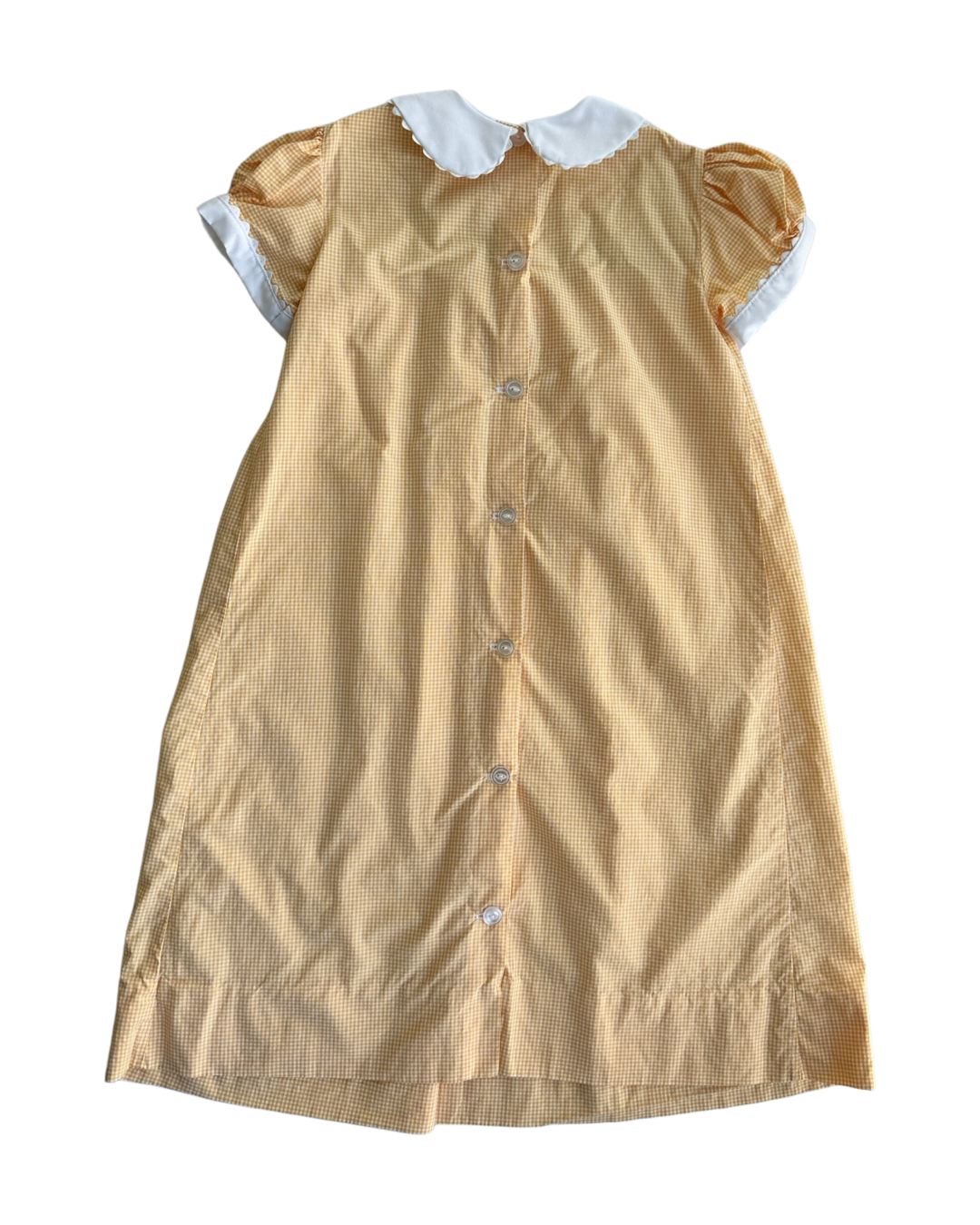 6 Youth Girls Classic Orange Gingham Boutique Dress w/ Peter Pan Collar and Owl Design