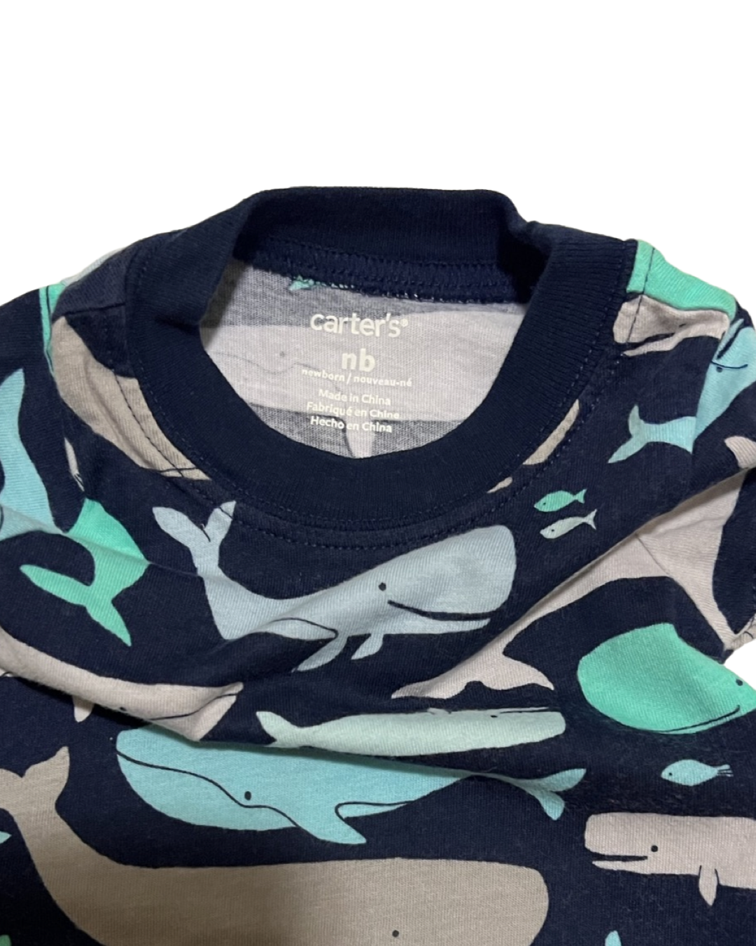 Newborn Baby Boy Navy Carters Whale Onesie
