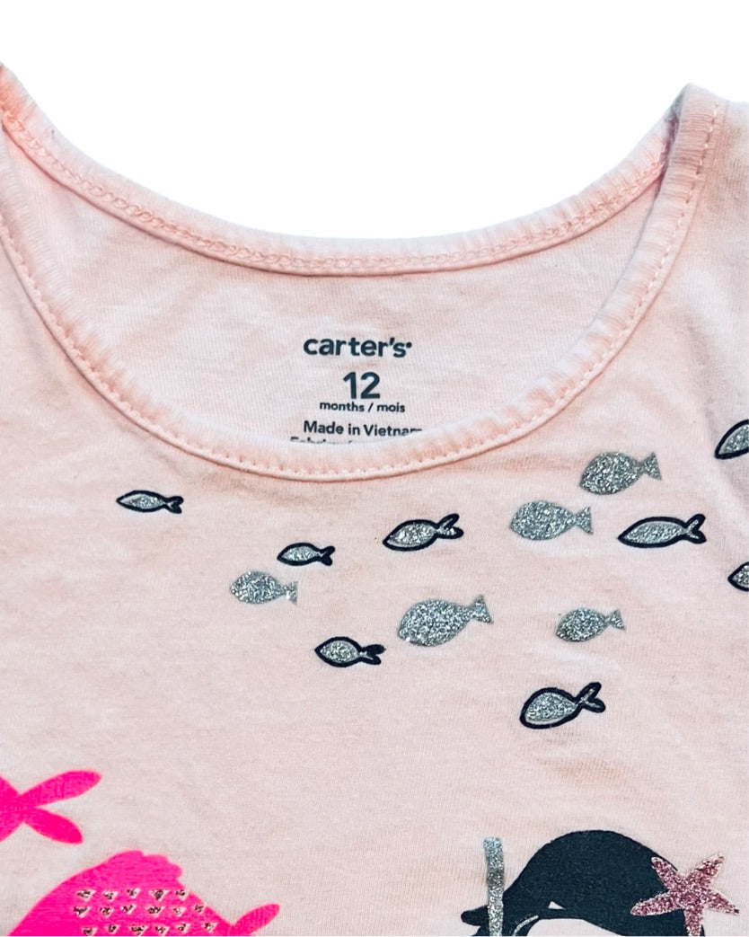 12M Baby Girl Pink Carters Scuba Diver Fish Tank