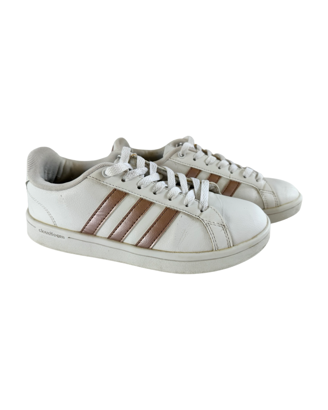 Women’s Size 6 Adidas White / Rose Gold Cloudfoam Sneakers Shoes