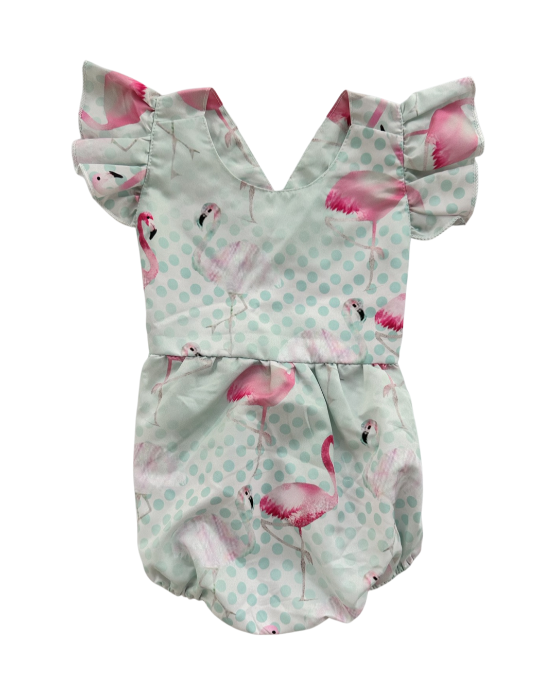 2T Toddler Girl Boutique Flamingo Crossback Bubble Romper