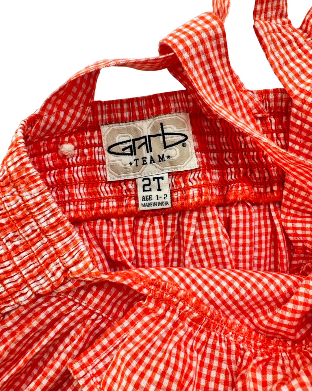 2T Toddler Girl Orange and White Gingham Garb Dress