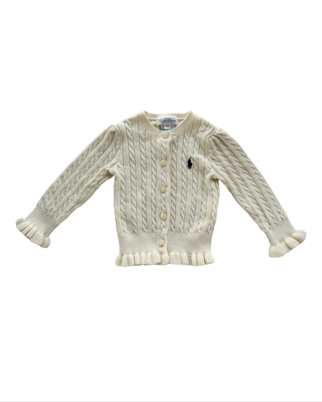 12M Baby Girl Ralph Lauren Cream Cable Knit Sweater Cardigan