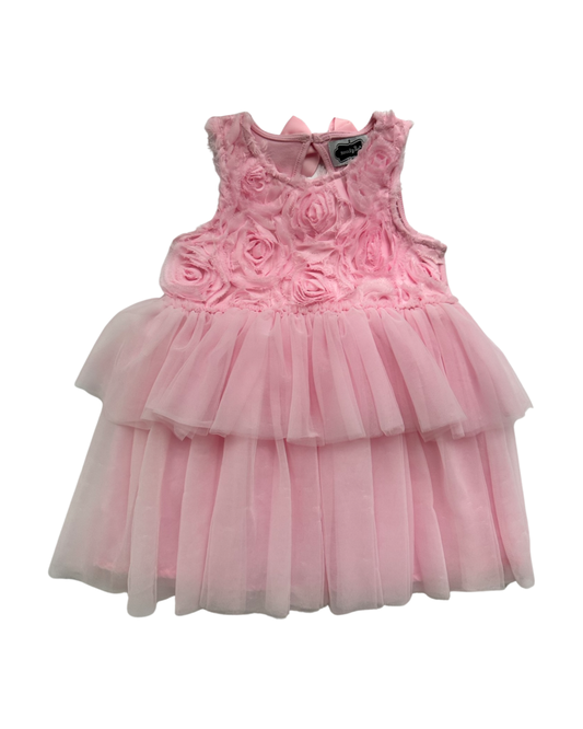 4T Toddler Girl MudPie Pink Tutu Fancy Rosette Dress