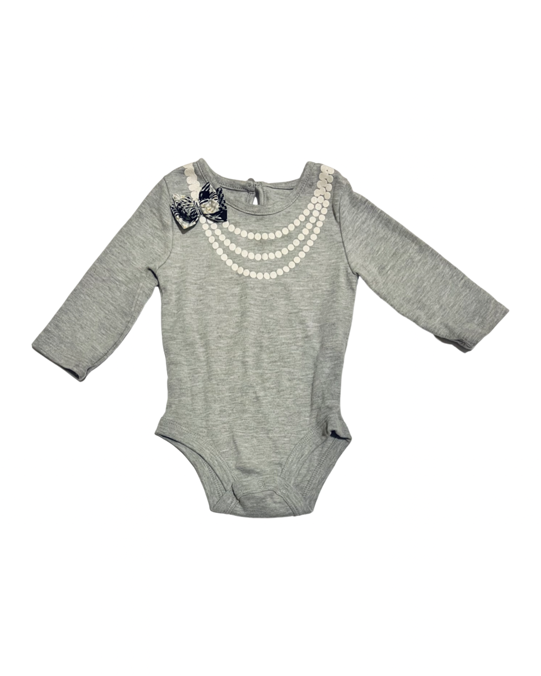 6-9M Baby Girl WonderNation Gray Pearl Onesie + Plaid Tulle Skirt