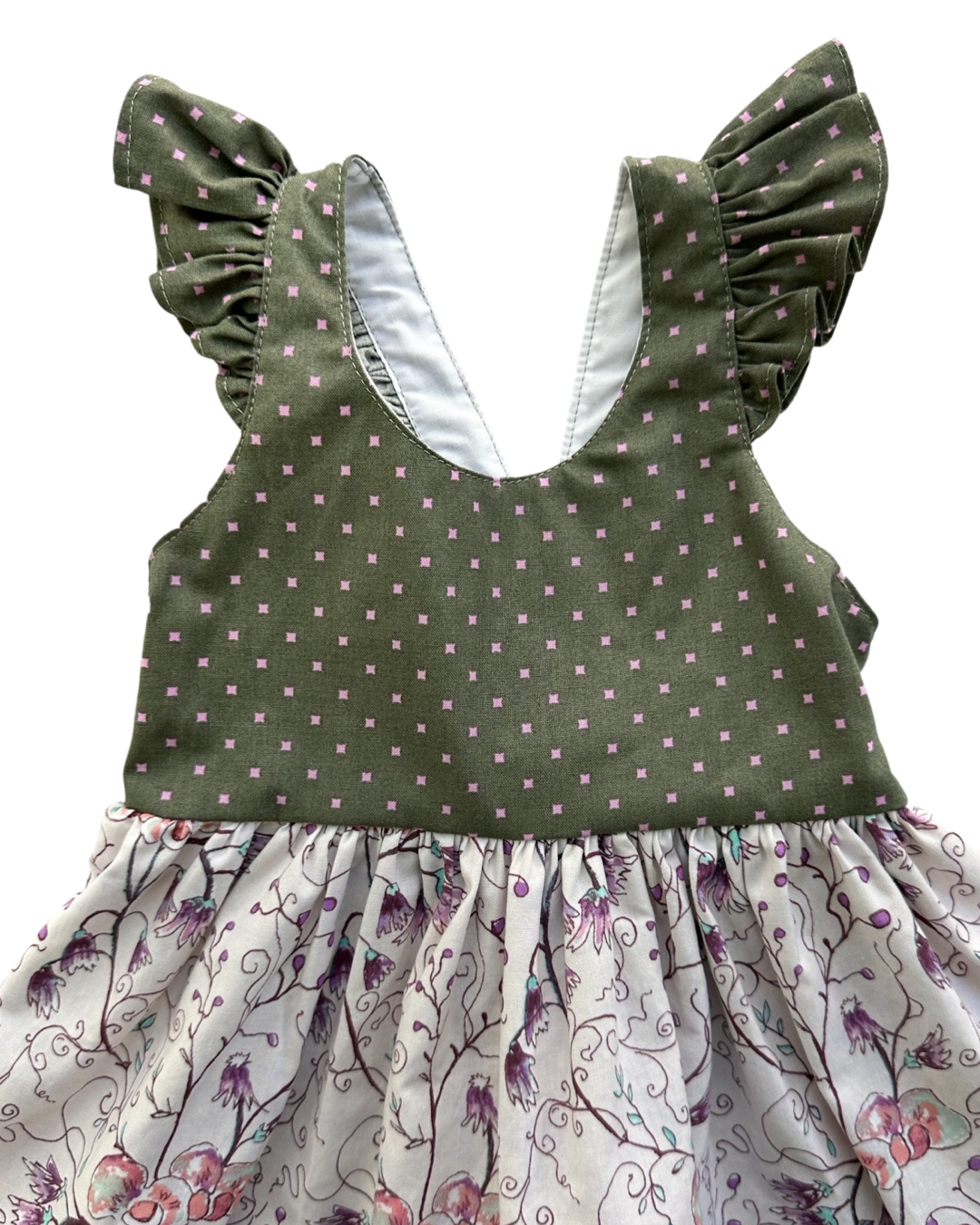 12M-18M Baby Girl Cheeky Plum Boutique Floral Dress Green / Pink / White