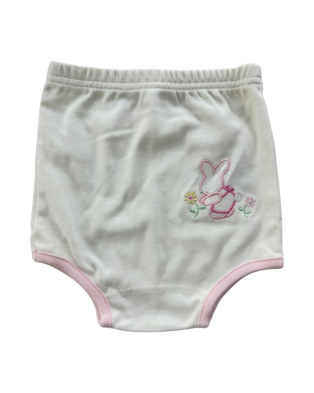 3-6M Baby Girl Embroidered Bunny Diaper Cover