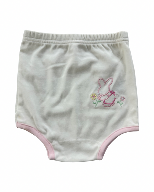 3-6M Baby Girl Embroidered Bunny Diaper Cover