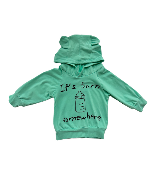 0-6M Baby Boy / Girl Aqua It’s 5am Somewhere Hoodie