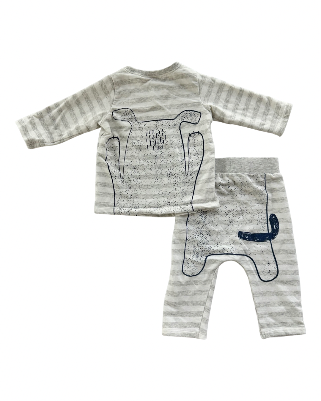 3-6M Baby Boy First Impressions Gray Striped Dog Outfit / PJs