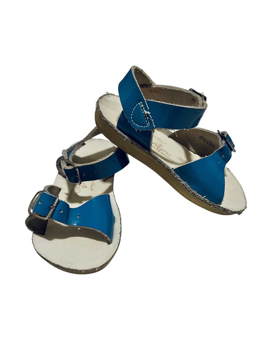 7C Toddler Girl Blue Leather Sun Sans Saltwater Sandals