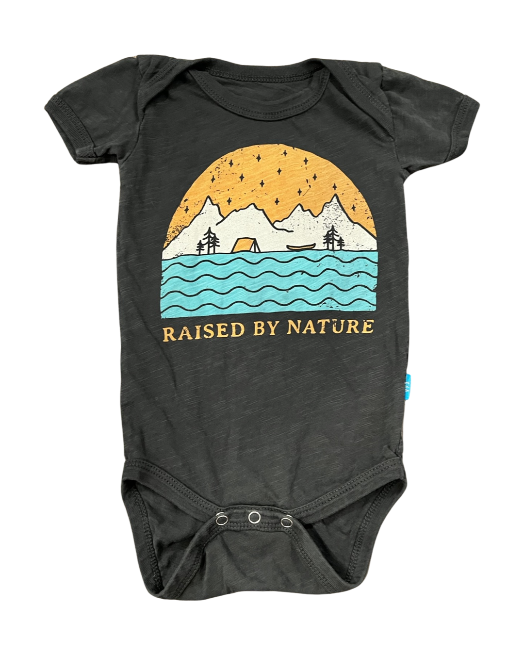 6M Baby Boy / Girl Feather 4 Arrow Raised By Nature Gray Onesie