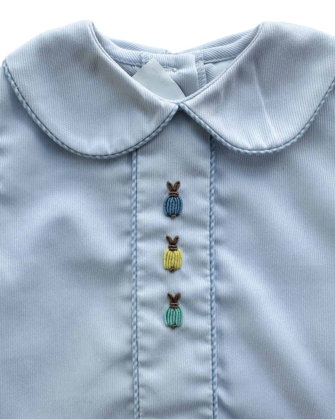 6M Baby Boy Zucchini Embroidered Bunny Easter Outfit Top & Light Blue Gingham Shorts