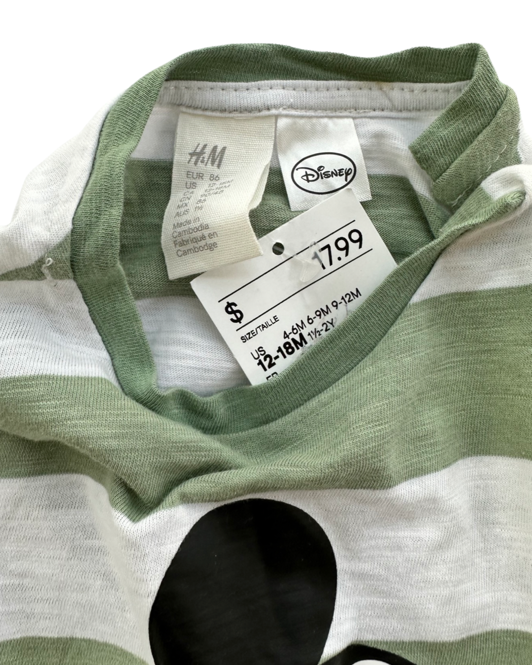 12M-18M Baby Boy H&M Disney Mickey Mouse long Sleeve Shirt