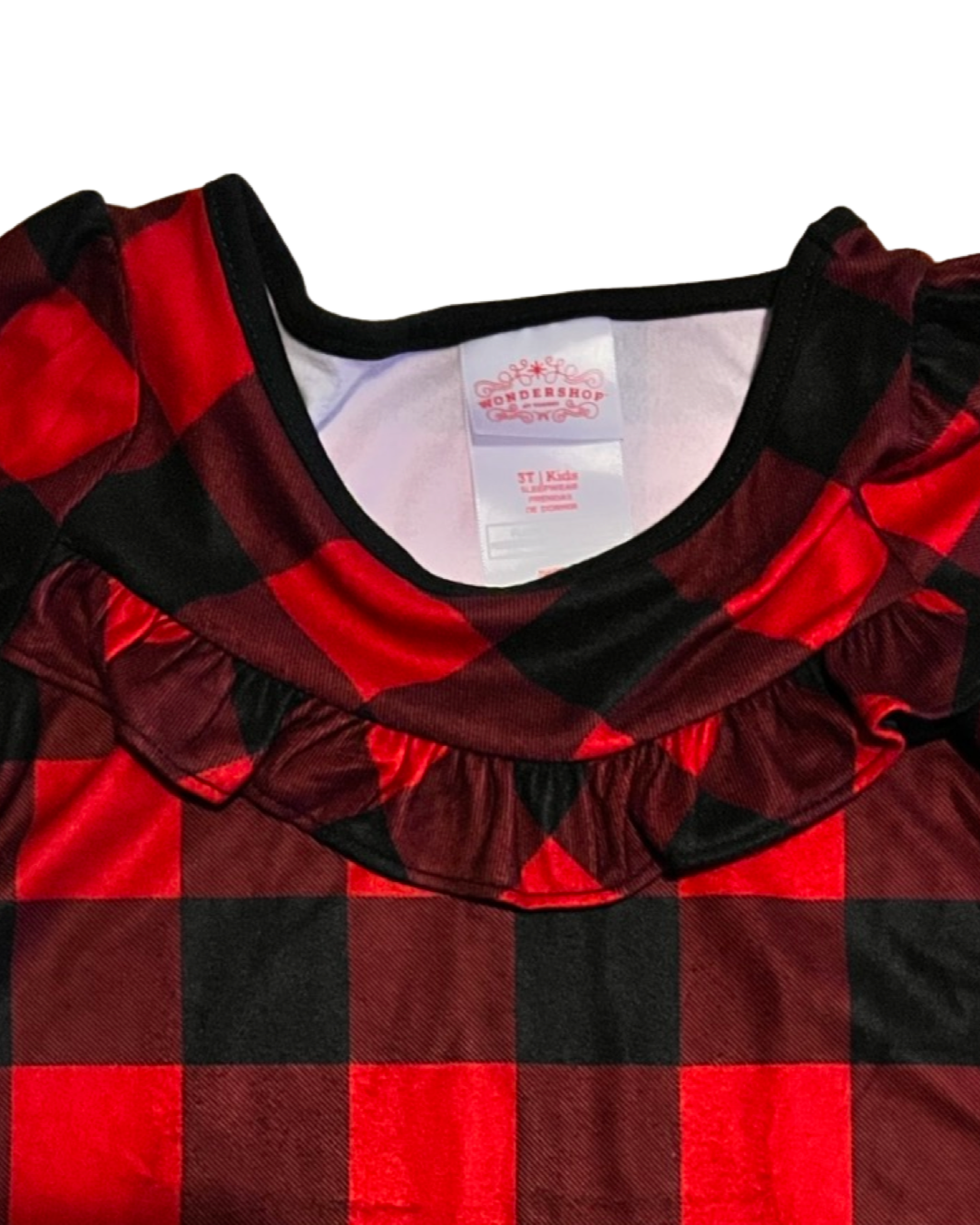 3T Toddler Girl Red Buffalo Plaid Christmas Print Long sleeve Nightgown Dress