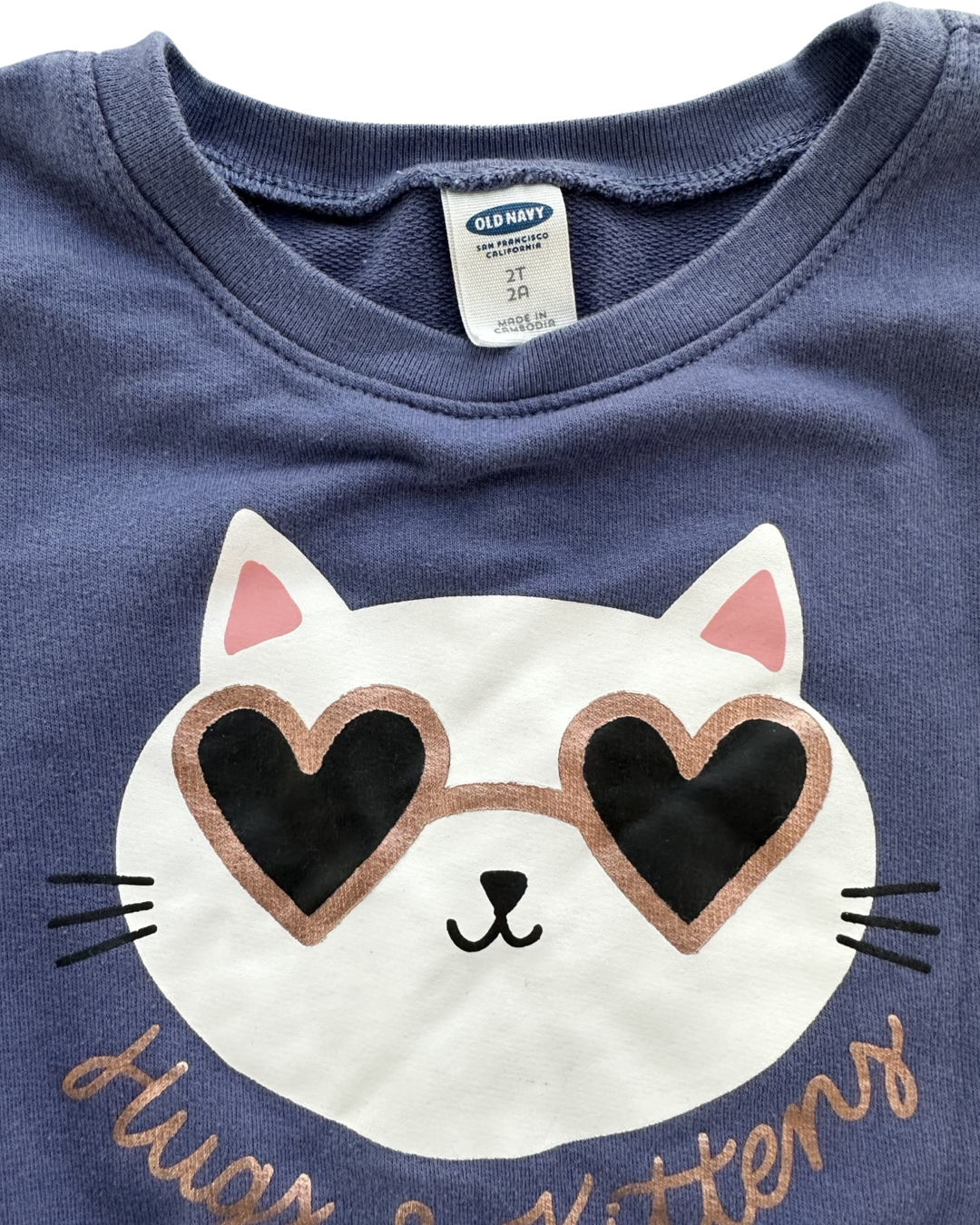 2T Toddler Girl Old Navy Cat Hugs & Kisses Sweatshirt Dress