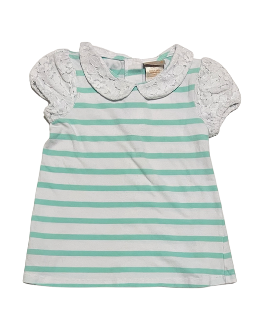 2T Toddler Girl Maggie & Zoe Aqua Striped Short Sleeve Shirt
