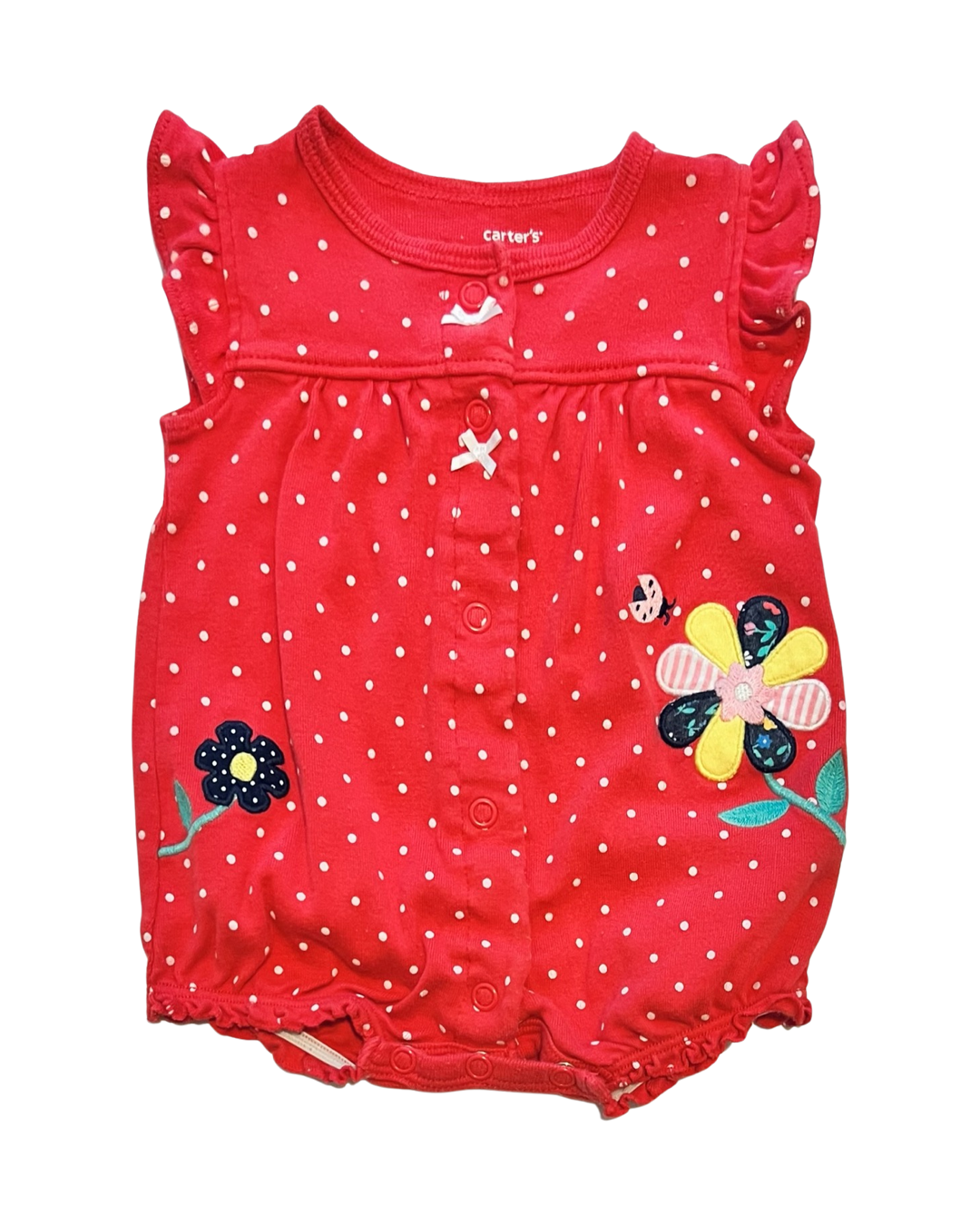 Newborn Baby Girl Carters Polkadot Flower Romper